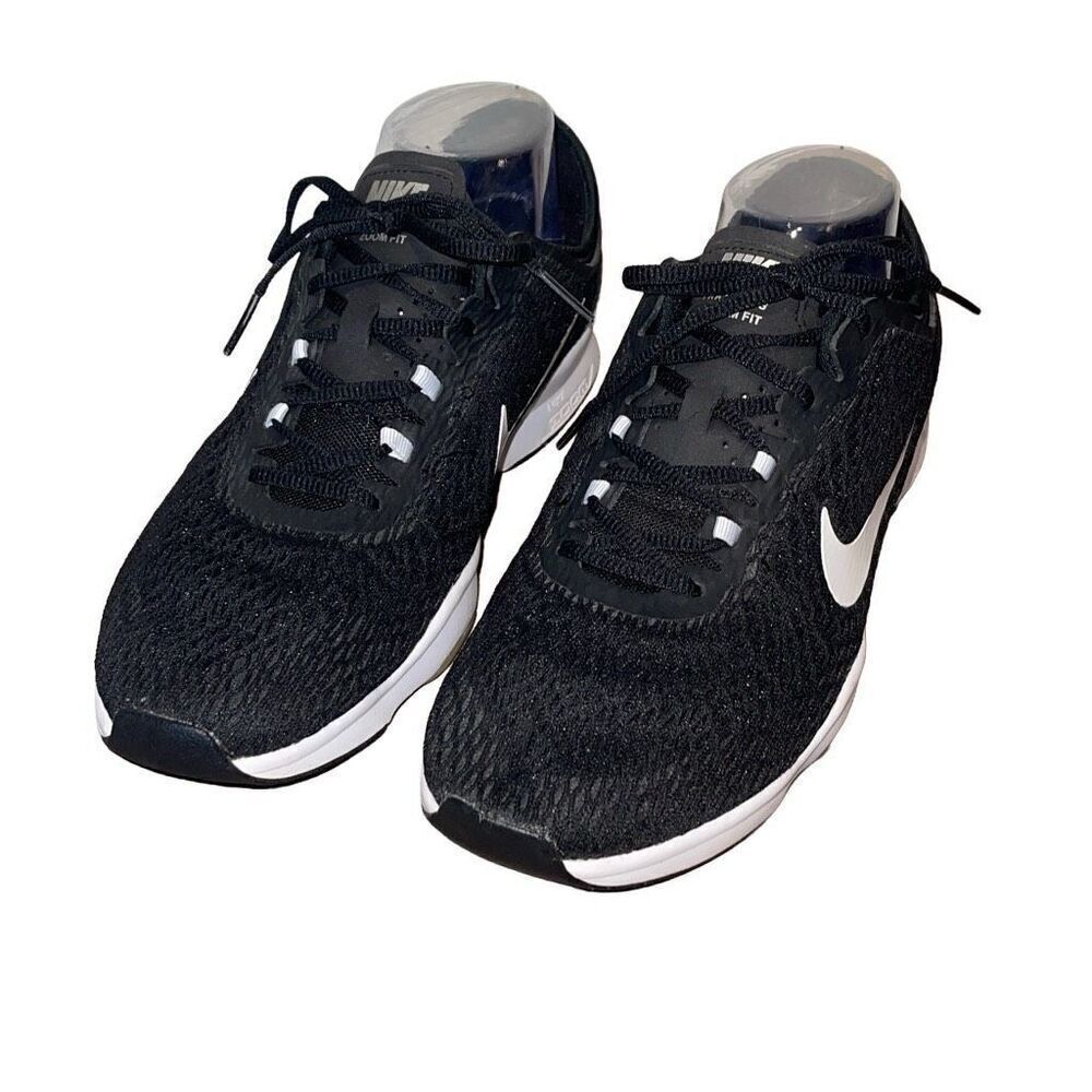 Nike Womens Zoom Fit Low Top Lace Up Training Running Shoes Black White Size 9